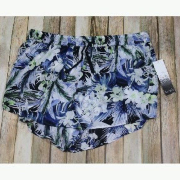 Kensie Pants - Kensie Sim Tropical Blues Drawstring Shorts